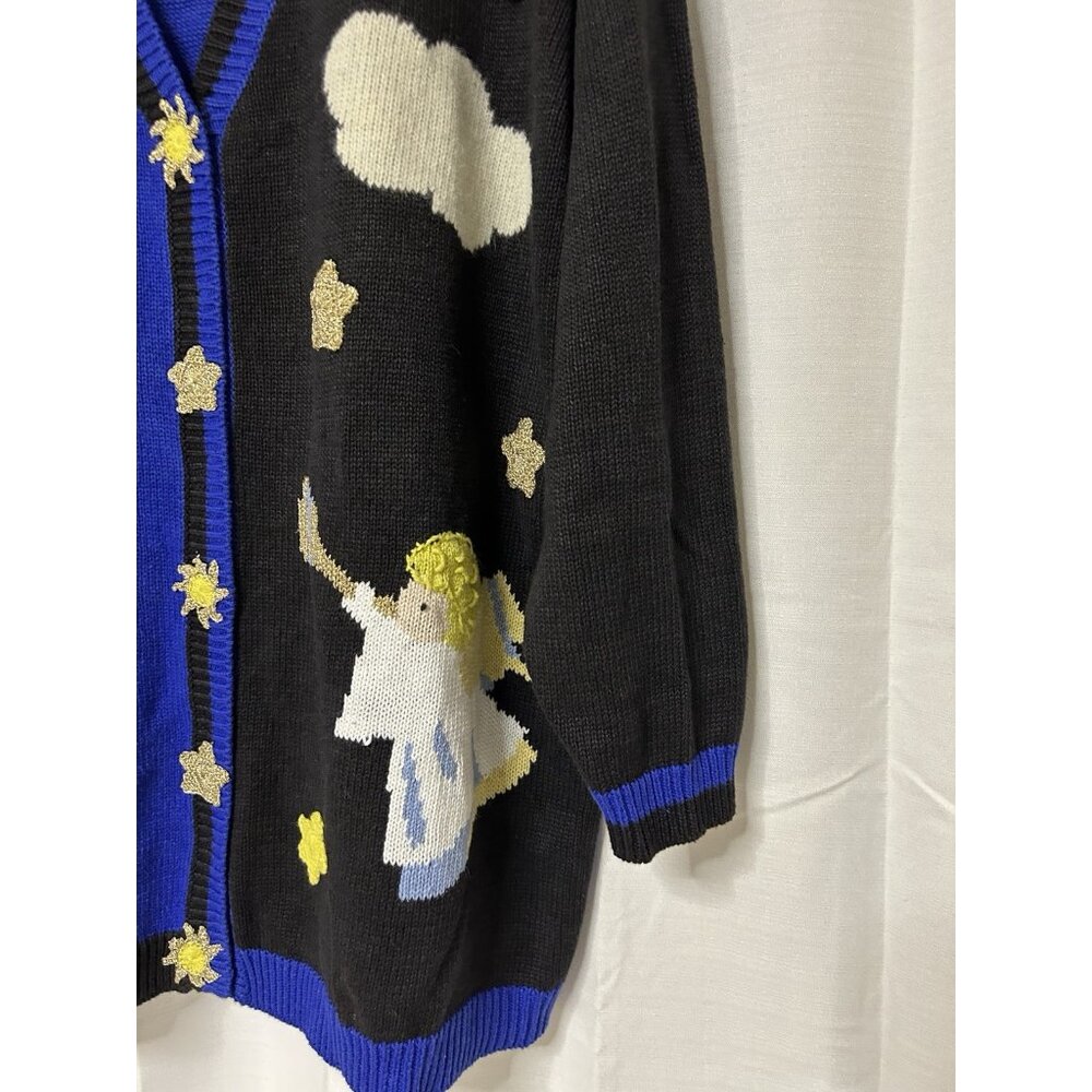Vtg StoryBook Knits Sweater Cardigan Blue Angels Women's HSN Embroidered XL - Picture 3 of 6